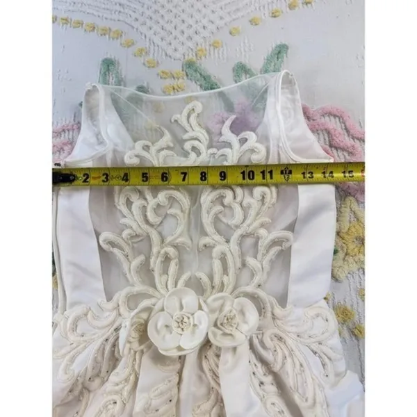 Mon Cheri‎ Bridals Wedding Gown White Embroidered Illusion Back Veil Set Size 10 - Image 14