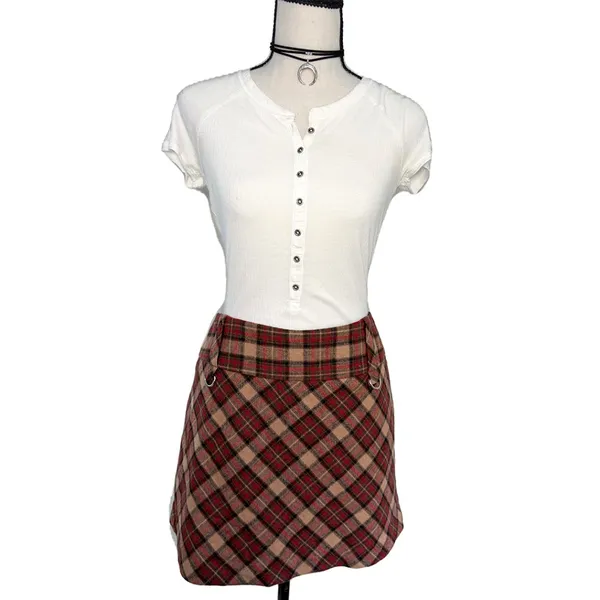 Exact Change Mini Skirt | Plaid Wool Blend Y2K - Image 3