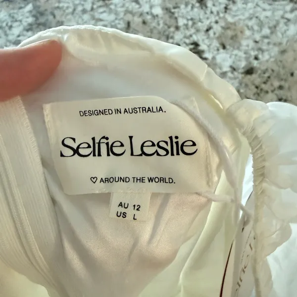 Selfie Leslie White Puff Sleeve Mini Dress Size Large AU 12 - Image 5