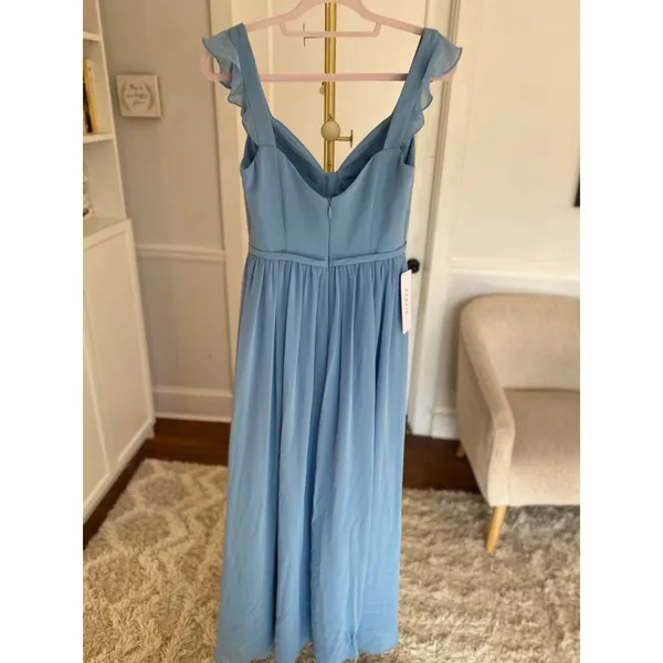 Azazie Chiffon Maxi Dress Romantic‎ Wedding Guest Gown Quiet Luxury Old Money A4 - Image 3