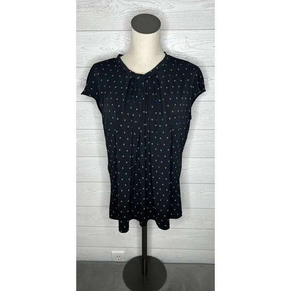 Worthington black/white floral print pleated blouse dressy business casual XL - Image 2
