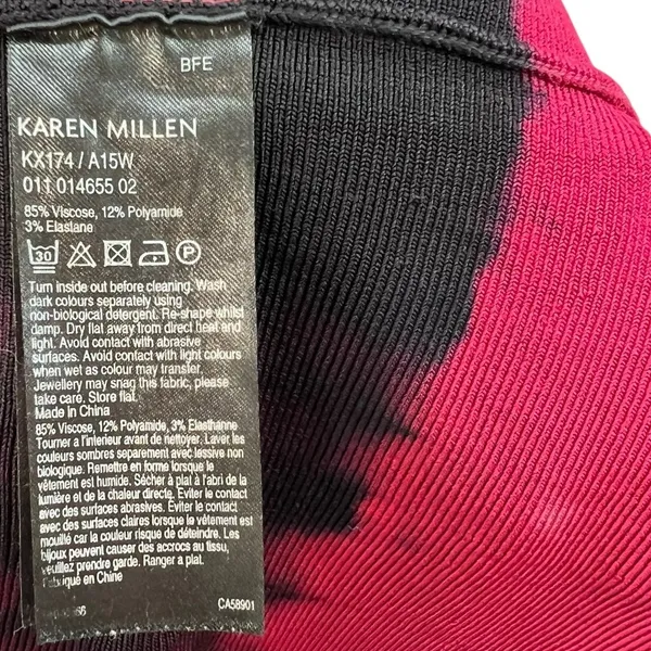 Karen Millen‎ Dress Bodycon Fit & Flare Sleeveless Tie Dye Red Black Size Small - Image 12