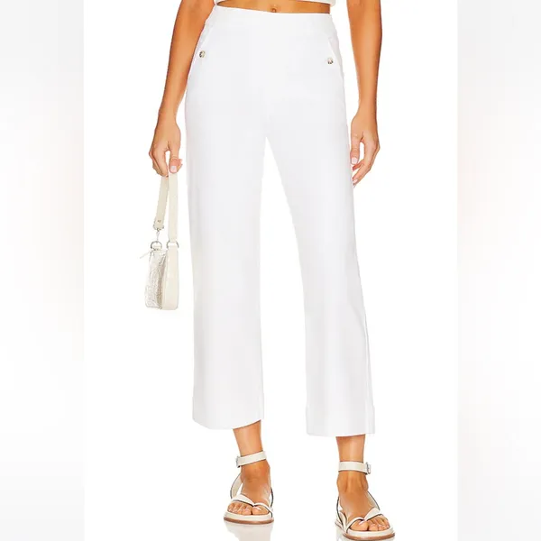 Spanx Twill Cropped Wide Leg Pants in Bright White - Image 2