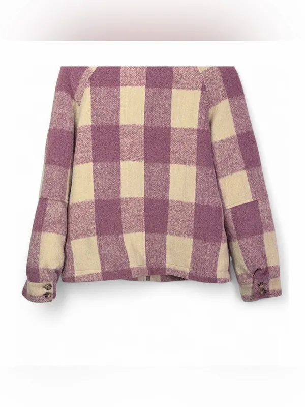 Anthropologie Avec Les Filles Women’s Pink Plaid Zip Crop Top Jacket Size Small - Image 15