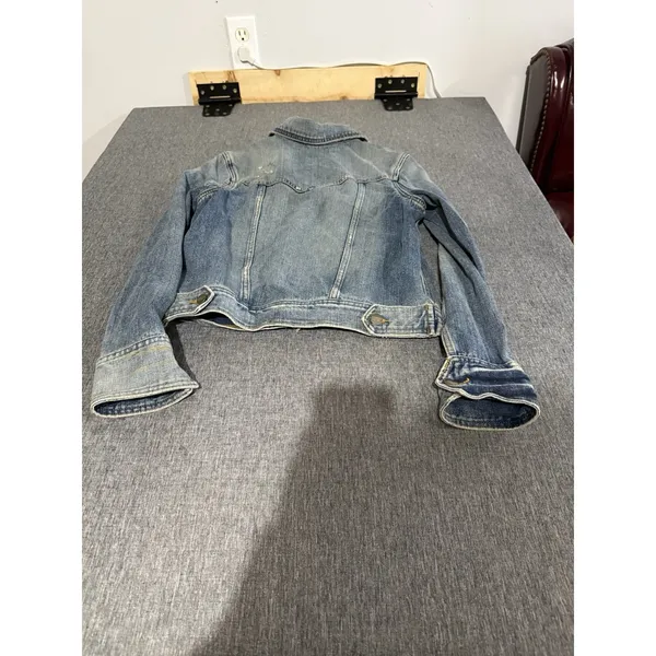 Mossimo Denim Vintage Y2K Distressed Cropped Jean Jacket Women's Sz L - Image 11