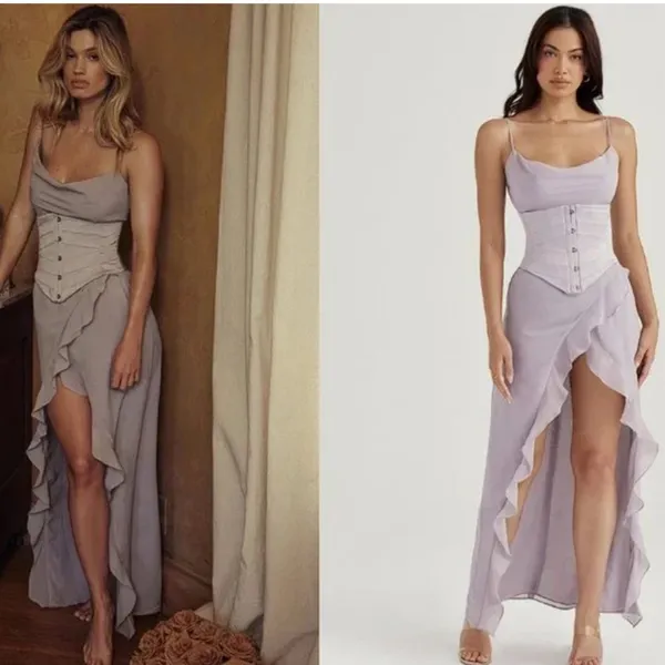 House of CB Alexandria Grey Floaty Midi Dress - Image 2