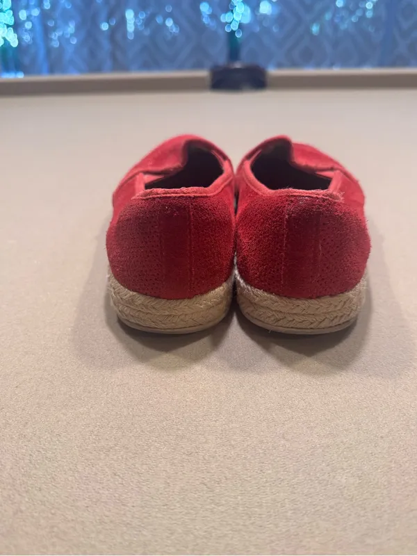 Clarks Collection Cushion Soft Red Suede Espadrille Slip-On Shoes - Image 2