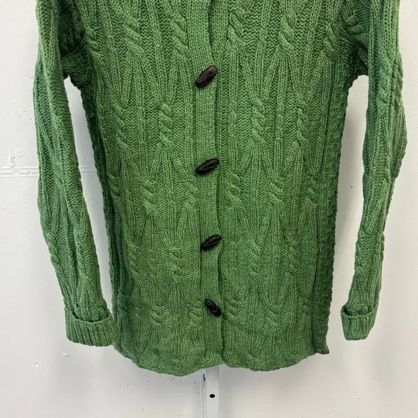 Vintage Aran Crafts Merino Wool Cable‎ Knit Button Cardigan Sweater Green XS - Image 5