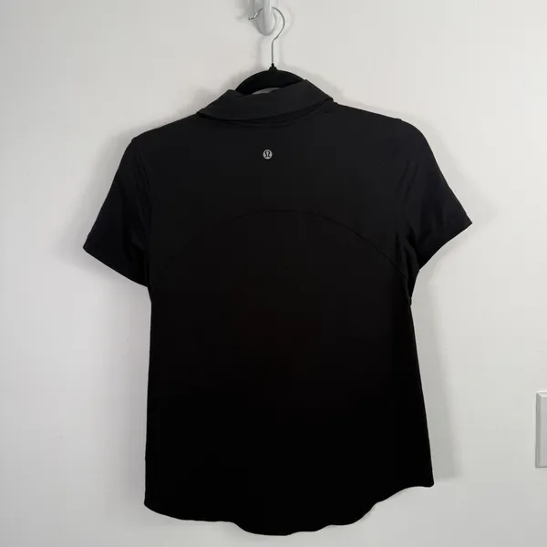 Lululemon Quick Drying Short Sleeve Polo Shirt Black Active Golf Tennis Womens 8 - Image 4