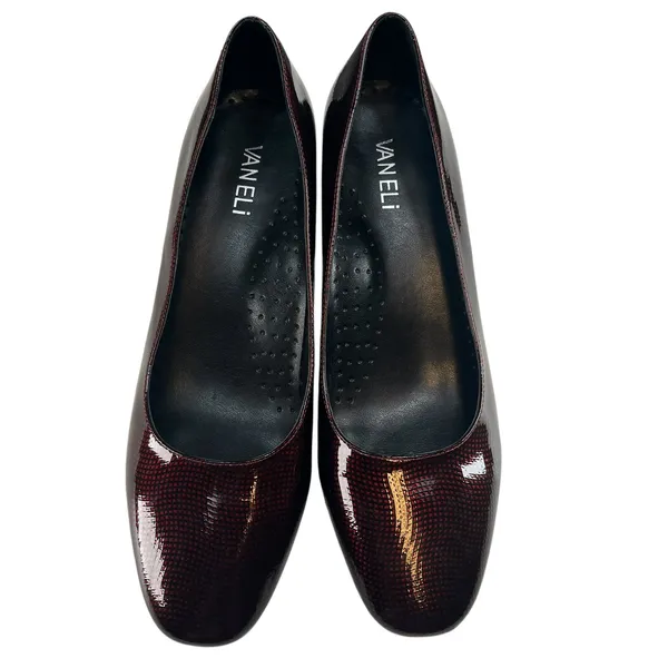 Vaneli Burgundy Patent Leather Block Heel Pumps Square Toe Womens 9‎ - Image 2