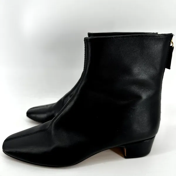 J.Crew Roxie Ankle Boots Back-Zip Leather Low Heel Center Seam Black 6.5 - Image 4