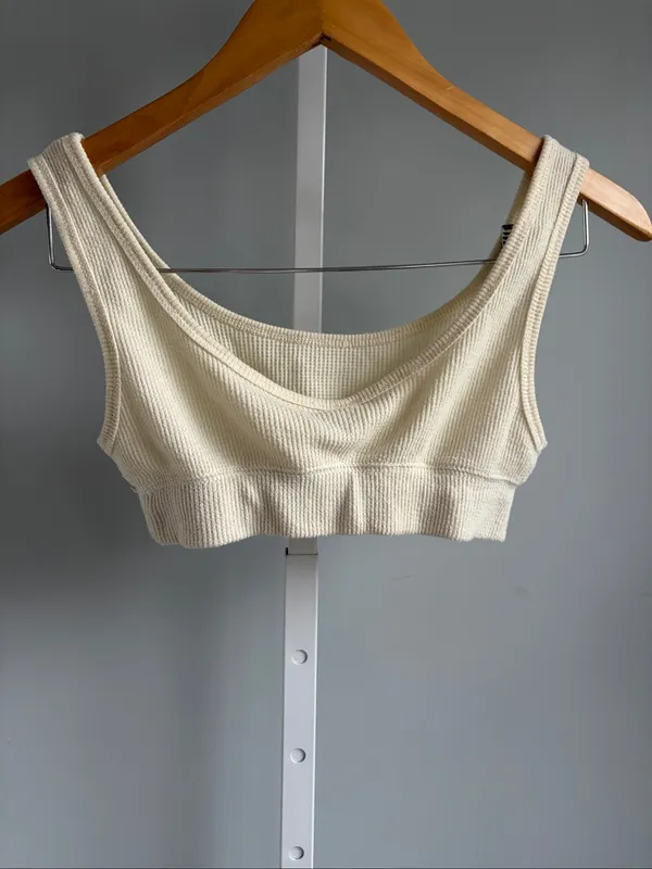 SKIMS Waffle Scoop Bralette Cream Size Small - Image 4
