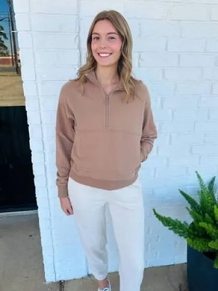 Vuori Sedona Half Zip Fleece Sweatshirt Brown XS - Image 12