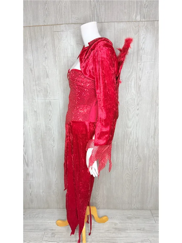 Vintage small devil Halloween costume dress w/ cartigan and wings - Image 10
