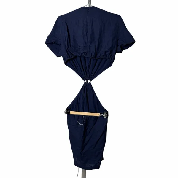 STAUD‎ Epona Linen Navy Cut Out Mini Dress - Image 7