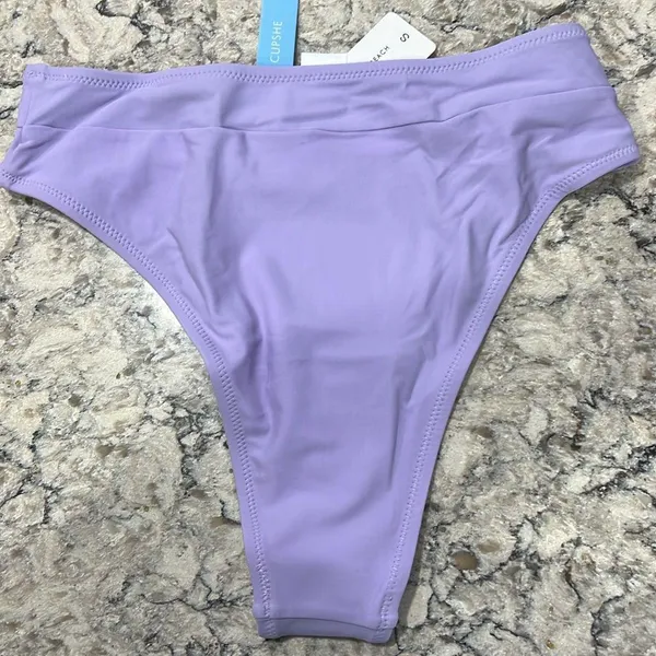 NEW CUPSHE Lace-Up Top & High-Waist Bottoms 2-Pc Bikini, Lavender, Size Small - Image 5