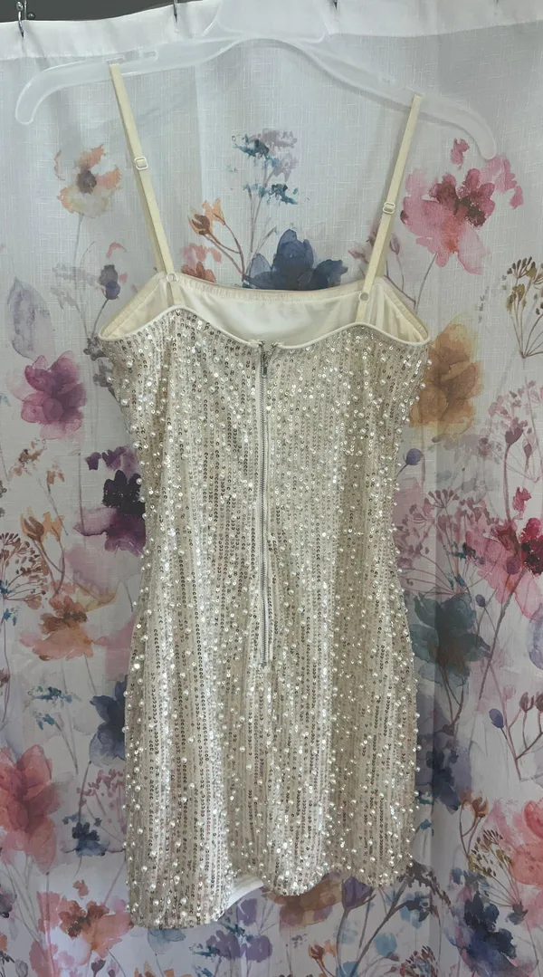 Sparkly Tight Dress Tan - Image 2