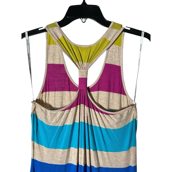 Calvin Klein Women's 8 Multicolor Scoop Neck Racerback Striped Maxi‎ Dress #Y6-1 - Image 7