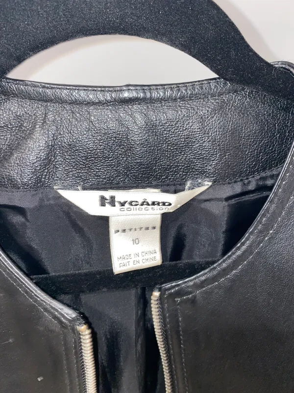 Vintage Black Leather Jacket Size 10P - Image 4