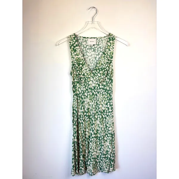 Reformation Green Floral Calix Dress Mento Summer Casual V Neck Sleeveless XS - Image 7