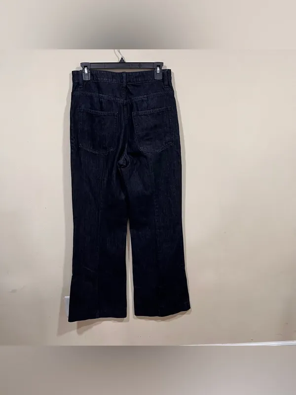 Zara Pintuck Wide Leg Jeans dark blue denim size 4 EUC high waisted - Image 7