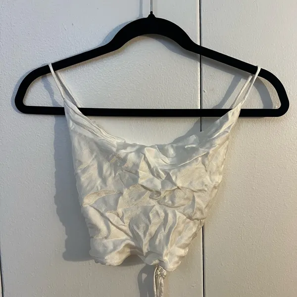 Zara White Women's Satin Crop Top - Image 4