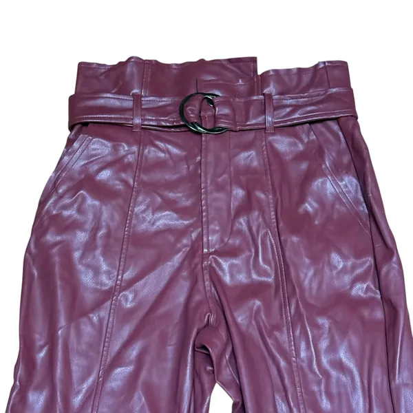VICI burgundy faux leather cropped pants - Image 2