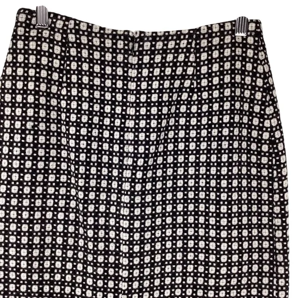 Harolds Womens Skirt Size 2 Wool Pencil Black & White Geometric Fringe Hem - Image 6