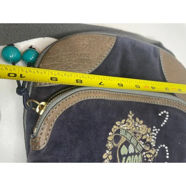 Vintage Juicy Couture Navy Velour Crossbody Bag “love your couture” - Image 14