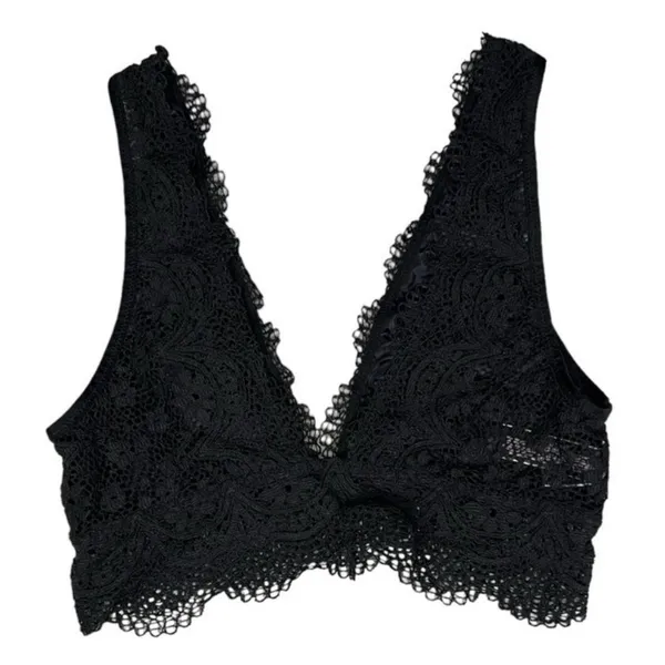 Victoria’s Secret Coquette Lace Bralette Wireless Triangle Bra Black Pull On S - Image 3