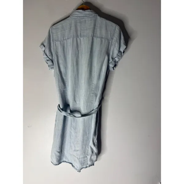 Untuckit chambray denim button down shirt‎ dress tie waist size 12 - Image 2