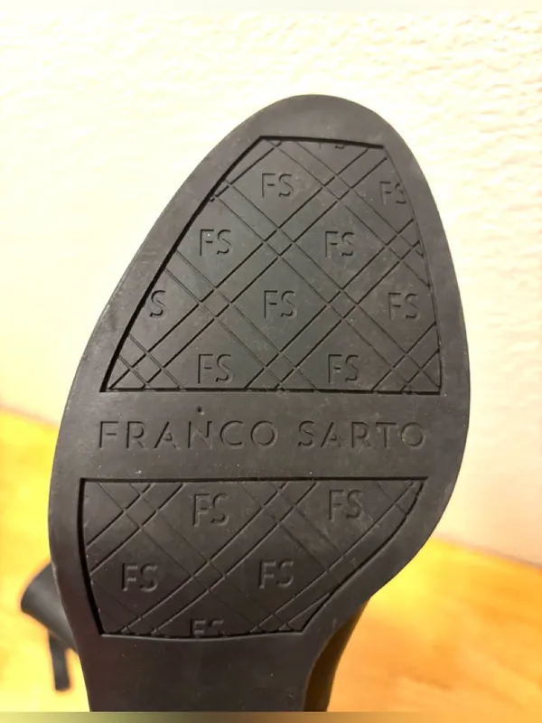 Franco Sarto 8 Tall Black Leather Zip Buckle Fashion Boots - Image 7