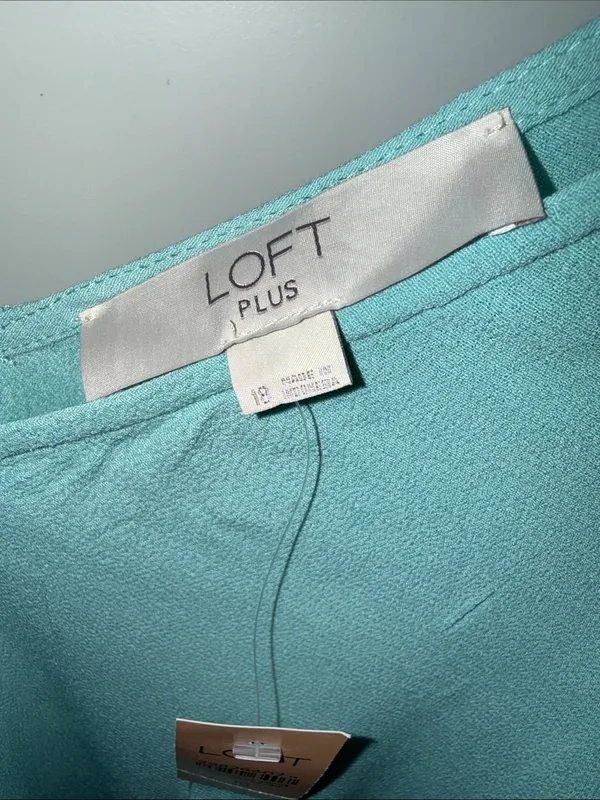 LOFT Teal V-Neck Sleeveless Ruffle Tunic - Image 2