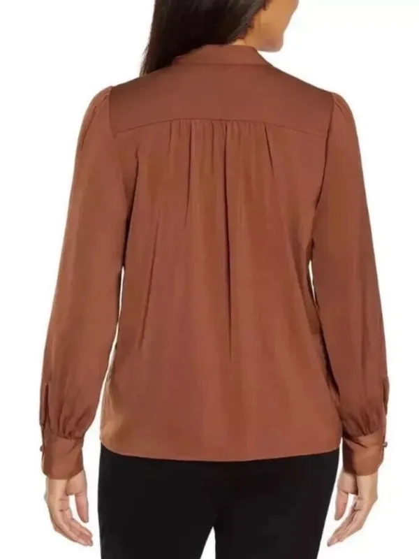 Banana‎ Republic Rust Brown V-Neck Long Sleeve Blouse - Image 4