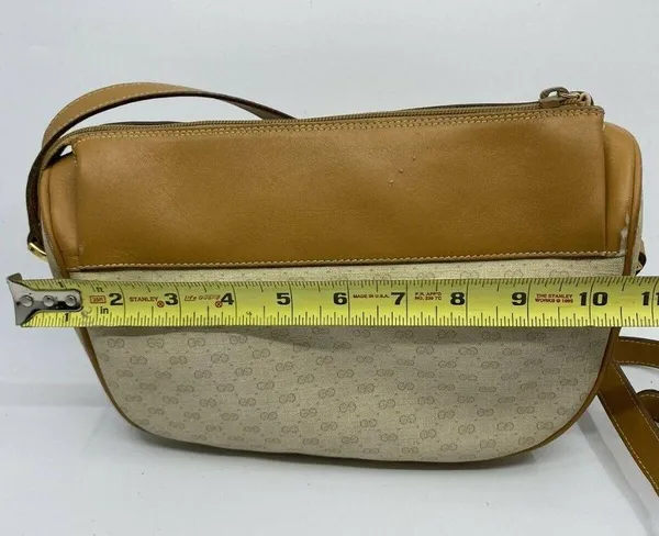 GUCCI Vintage Beige Coated Canvas/ Leather Crossbo - Image 3