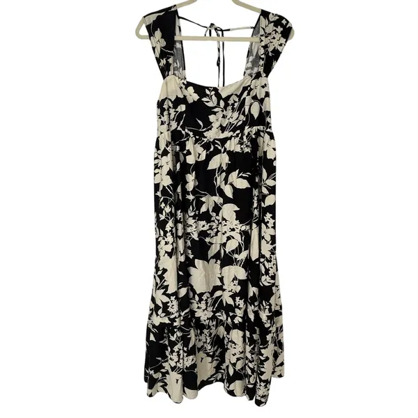Baltic Born Aita Maxi Dress Black Ivory Floral Tiered Maternity Friendly Size L - Image 3