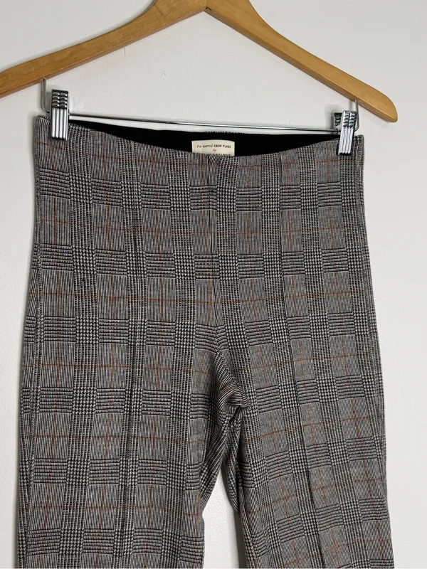 Anthropologie Essential Crop Flare Pants XS Plaid Stretch Ankle - Image 6