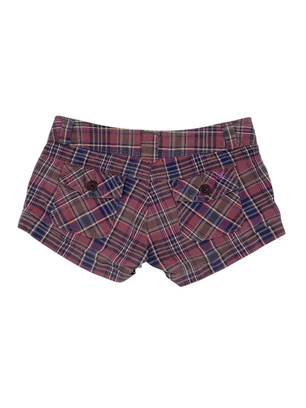 Vintage Y2K American Eagle Low Rise Plaid Shorts Size 4 Cotton Preppy Micro Mini - Image 2