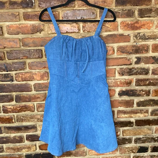 NWT Lulu's Considered Charisma Blue Chambray Bustier Mini Dress Women's Size XL - Image 3