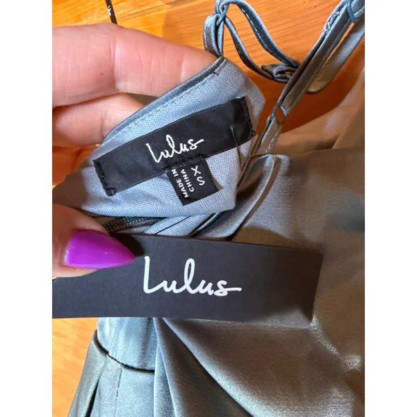 Lulus Signature Elegance Slate Blue Satin One-Shoulder Maxi Dress Prom X-Small - Image 7