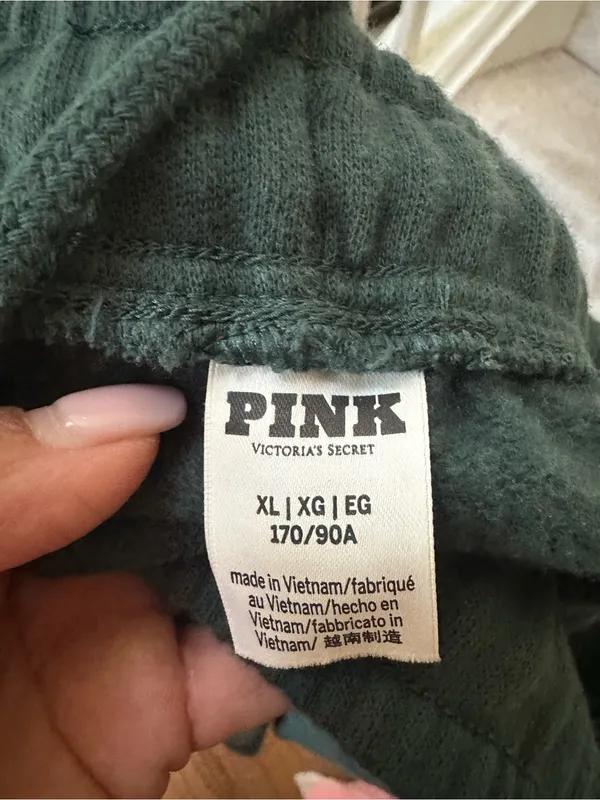 PINK Victoria's Secret Dark Green Sweatpants with Elastic Waist size XL - Image 7