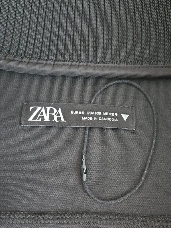 Zara Black Bomber Jacket with High Collar Size XS. - Image 7