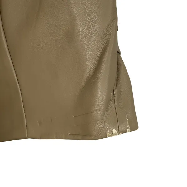 Mango Faux Leather Wrap Skirt NWT Size S Beige Draped Asymmetrical Mini Skirt - Image 13