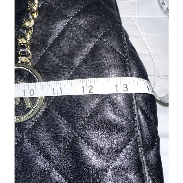 Michael Kors Satchel Susannah Leather Quilted Double Handle Large Black - Image 10