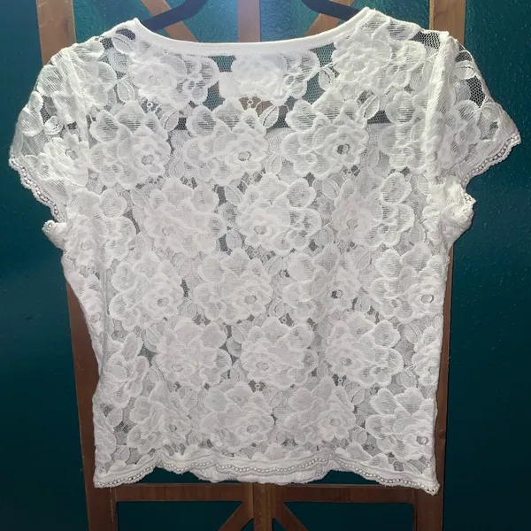 Abercrombie & Fitch White Floral Lace Blouse - Image 2