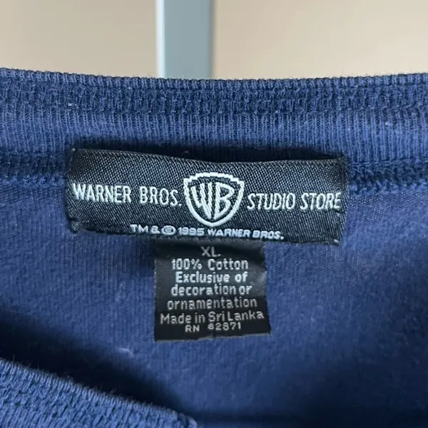 VINTAGE 90's Warner Bros Studio Store XL Looney Tunes Henley Embroidered Shirt - Image 4