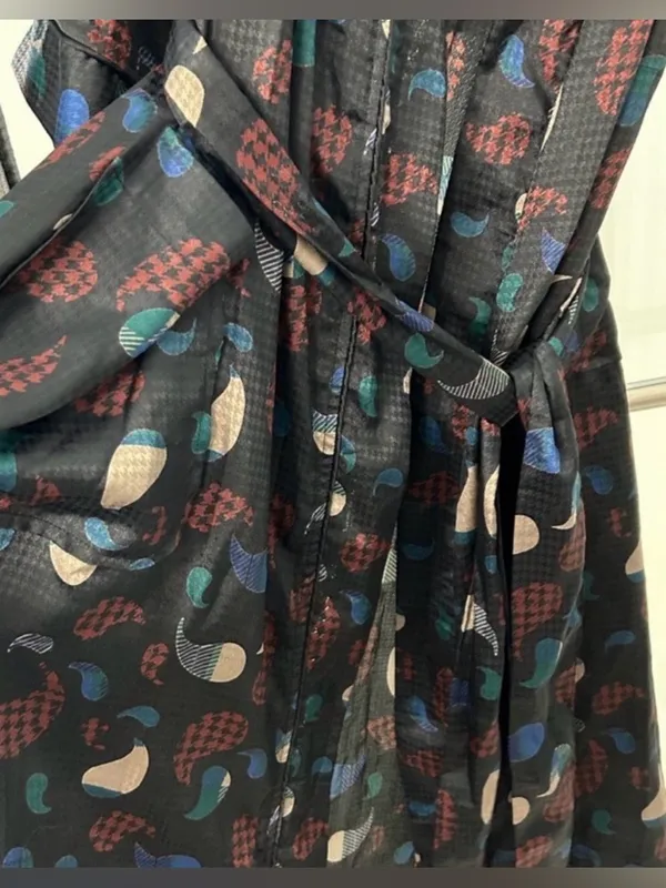 Vintage Christian Dior Monsieur Belted Jacquard Robe Paisley One Size - Image 8