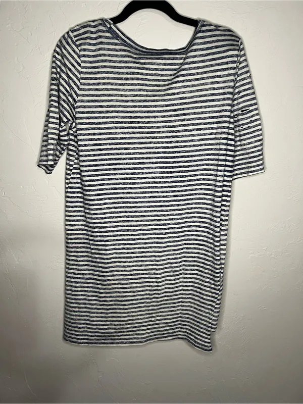 We The Free People Tommy Destroyed Blue White Striped Grunge Edgy Tshirt‎ - Image 7