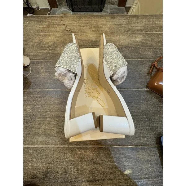 Jewel Badgley Mischka Women Della Evening Slide Sandals Size 7.5 White - Image 6