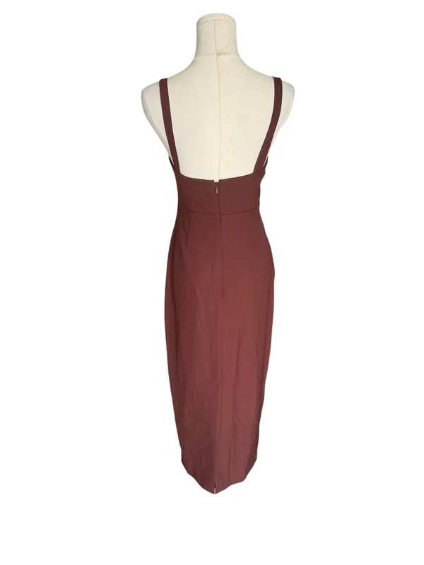 BHLDN - Brown Twist Front Cutout Midi Dress Size 0 - Image 4